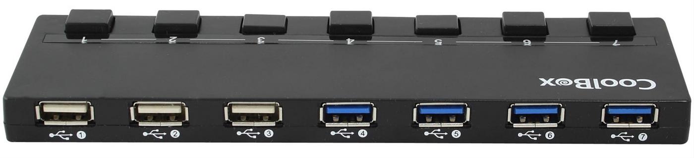 Hub 7 Puertos Usb 3020 Coolbox  Multicargador De Pared